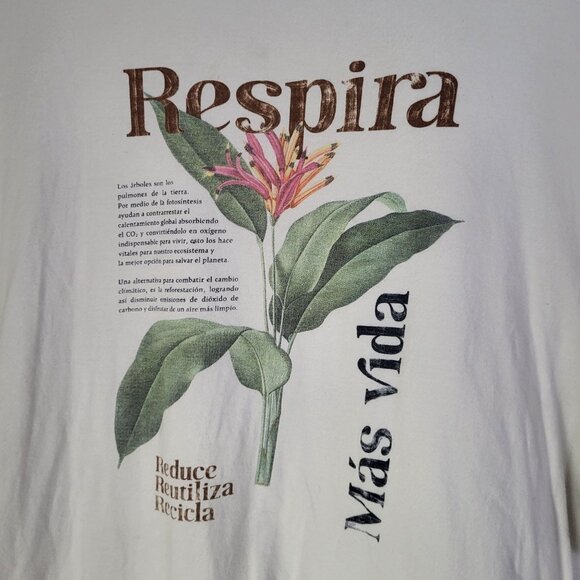 ARTURO CALLE "RESPIRA" Women's SZ XL Graphic T Shirt Cream Floral - Picture 3 of 9